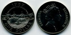 Монета Бермудские острова 1 доллар 1987 г.