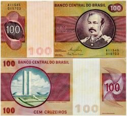 Банкнота ( бона ) Бразилия 100 крузейро 1970-81 г.