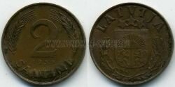 Монета Латвия 2 сантима 1939 г.