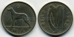 Монета Ирландия 6 пенсов 1942 г.