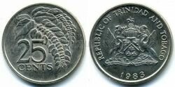 Монета Тринидад и Тобаго 25 центов 1983 г. 