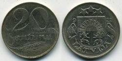 Монета Латвия 20 сантим 1922 г.