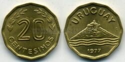 Монета Уругвай 20 сентесимо 1977 г.
