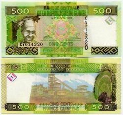 Банкнота ( бона ) Гвинея 500 франков 2006 г.