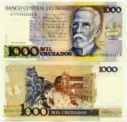Банкнота ( бона ) Бразилия 1000 крузадо 1987-88 г.