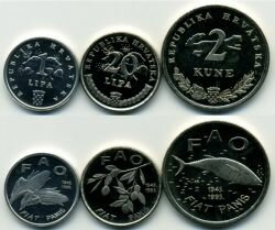 Хорватия набор 3 монеты 1995 г. FAO