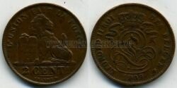 Монета Бельгия 2 сантима 1909 г.DES BELGES