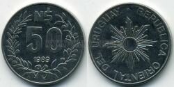 Монета Уругвай 50 новых песо 1989 г. 