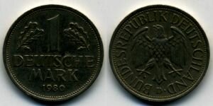Монета ФРГ 1 марка 1980 г.D