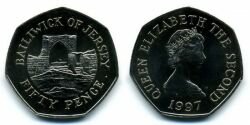 Монета Джерси 50 пенсов 1997 г.
