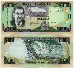 Банкнота Ямайка 100 долларов 2007 г.