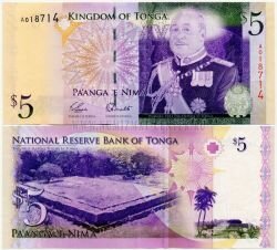Банкнота Тонга 5 паанга 2008 г.
