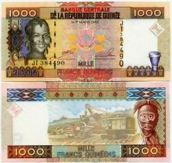 Банкнота Гвинея 1000 франков 2006 г.