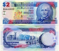 Банкнота ( бона ) Барбадос 2 доллара 2007 г.