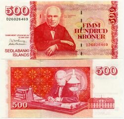 Банкнота ( бона ) Исландия 500 крон 2001 г.