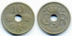 Монета Дания 10 эре 1938 г.