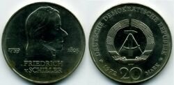 Монета ГДР 20 марок 1972 г. "Шиллер"