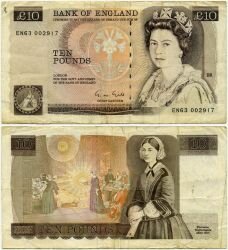 Банкнота ( бона ) Великобритания 10 фунтов ND.