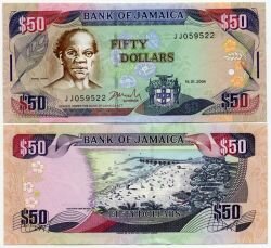 Банкнота ( бона ) Ямайка 50 долларов 2002 г.