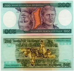 Банкнота ( бона ) Бразилия 200 крузейро 1984 г.