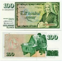 Банкнота ( бона ) Исландия 100 крон 1961 г.