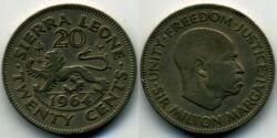 Монета Сьерра-Леоне 20 центов 1964 г.