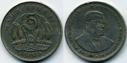 Монета Маврикий 5 рупий 1991 г.
