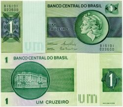 Банкнота ( бона ) Бразилия 1 крузейро 1972-80 г.