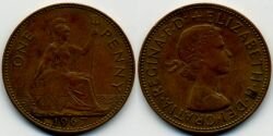 Монета Англия 1 пенни 1967 г.