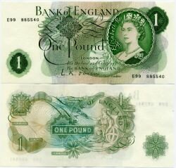 Банкнота ( бона ) Великобритания 1 фунт 1960-61 г.