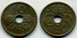 Монета Дания 10 эре 1937 г.