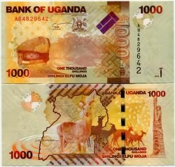 Банкнота ( бона ) Уганда 1000 шиллингов 2010 г.
