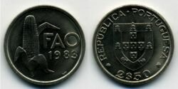 Монета Португалия 2,5 эскудо 1983 г. FAO