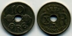 Монета Дания 10 эре 1929 г.