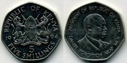 Монета Кения 5 шиллингов 1994 г.