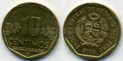 Монета Перу 10 сентимо 2005 г. 