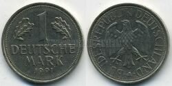 Монета ФРГ 1 марка 1991 г. A