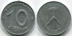 Монета ГДР 10 пфеннигов 1952 г. E