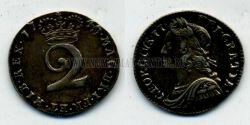 Монета Англия 2 пенса 1743 г. Георг II