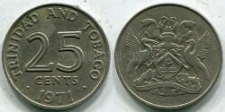 Монета Тринидад и Тобаго 25 центов 1971 г. 