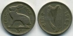 Монета Ирландия 3 пенса 1962 г. 