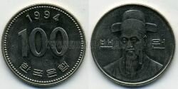 Монета Южная Корея 100 вон 1994 г.