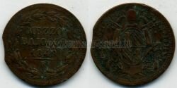 Монета Ватикан 1/2 байоччо 1849 г. 