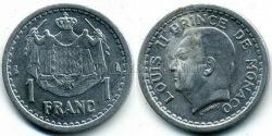 Монета Монако 1 франк 1943 г. 