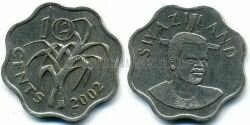 Монета Свазиленд 10 центов 2002 г. 