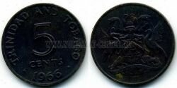 Монета Тринидад и Тобаго 5 центов 1966 г. 