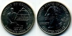 Монета США 25 центов 2009 г. Округ Колумбия. D
