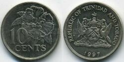 Монета Тринидад и Тобаго 10 центов 1997 г.