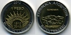 Монета Аргентина 1 песо 2010 г. ACONCAGUA