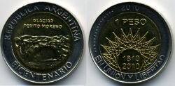 Монета Аргентина 1 песо 2010 г. GLACIAR PERITO MORENO